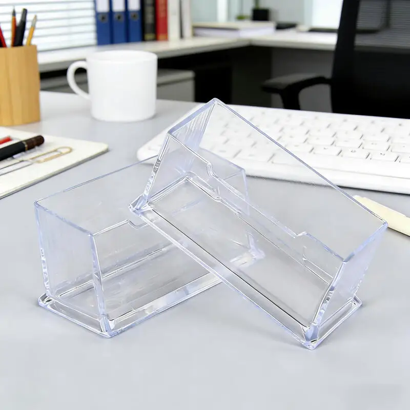 1개 투명 책상 선반 박스 보관 디스플레이 스탠드 아크릴 플라스틱 투명 데스크탑 명함 홀더 카드 홀더