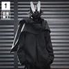 Autumn Winter Hip Hop Punk Scarf Collar Techwear Jacket Woolen Coat Men Vintage Casual Woolen Outerwear 1