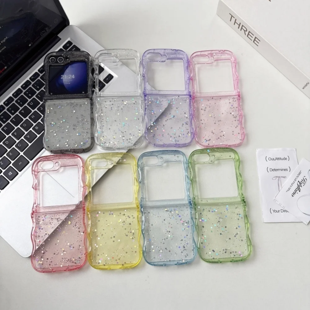 Fashion Glitter Star Curly Border Bling Soft TPU Case - Transparent Edition