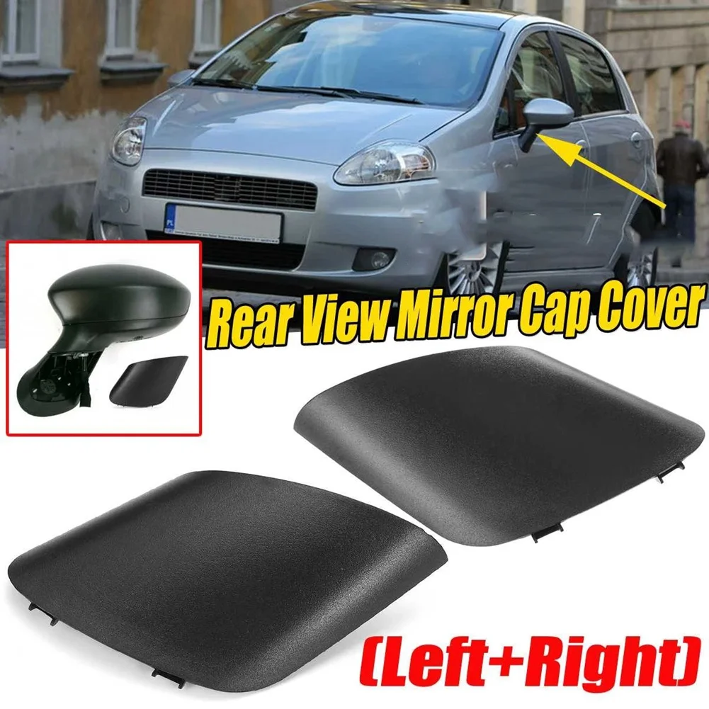 

Rear View Mirror Cover Black Car Side Door Rearview Side Mirror Cover Cap for Fiat for Grand for Punto 735596884 Left