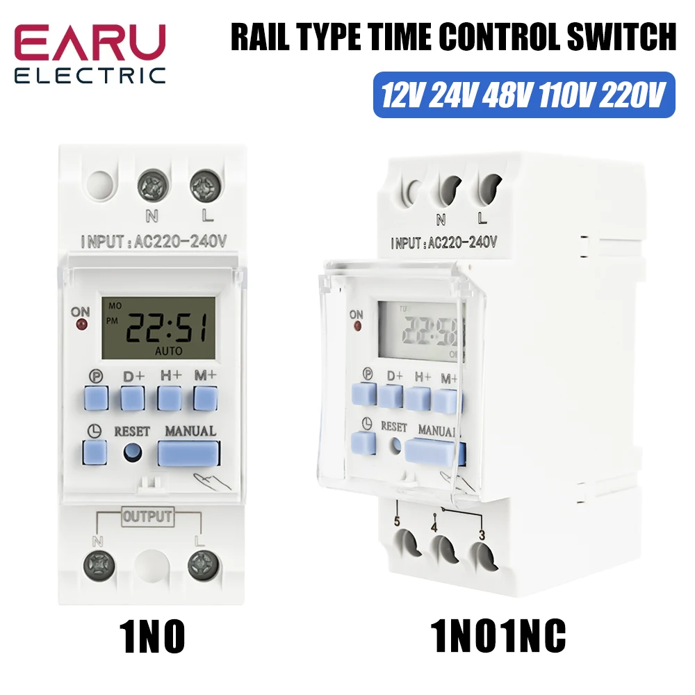 AC 220V 230V 110V DC 12V 24V 48V 15A 30A THC15A Din Rail Weekly 7 Days Programma