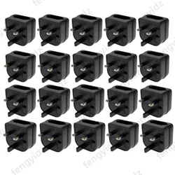 European to UK Power Socket Travel Adapter Plug - 2 Pin to 3 Pin Converter, New - UK (Black  20pcs)