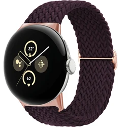 Braided Solo Loop - Adjustable Nylon Smartwatch Band Bracelet Strap for Pixel watch 3 4 41mm (Deep purple)