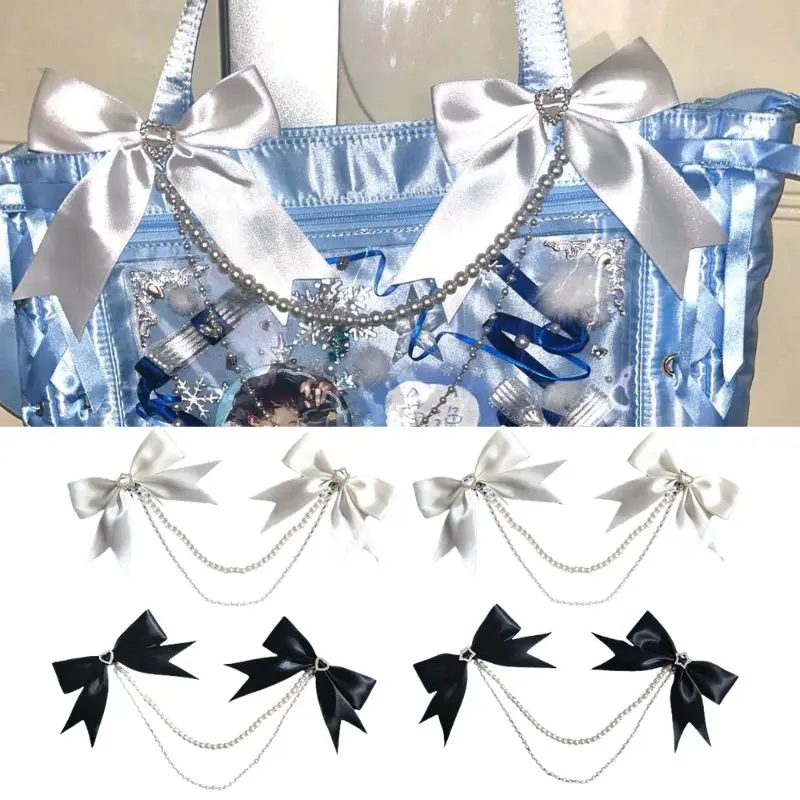Lolita Pearl Bow Itabag DIY Decoration Luggage Pendant Itabag Exquisite Decorative Bag Chain Hair Clips Lolita Accessories