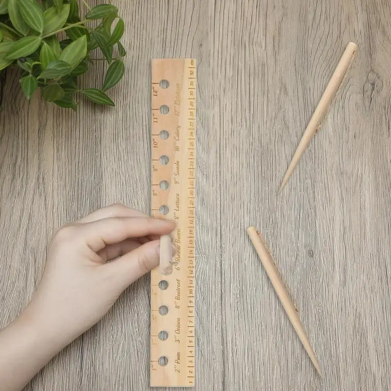 Planting Ruler Set Seeder Planting Ruler With Holes And Plant Dibber Wooden Spacing Template Garden Ruler Gardening Tool For 4