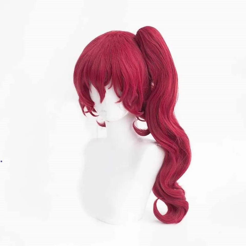 Synthetic Red Wig for Women with Bangs and Dark Roots