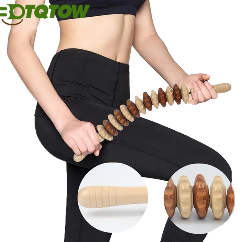 

1PC Cellulite Massager Wood Therapy Tool for Body Shaping,Bend Wooden Massage Roller Muscle Massage Stick for Lymphatic Drainage