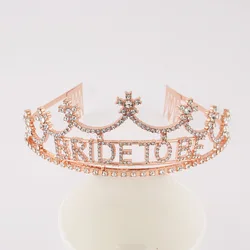 Rose Gold Rhinestone Bride - To - Be Tiara (Rose gold)