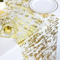 Sparkle Metallic Gold Table Runner Gold/Silver Sequin Glitter Metallic Foil Mesh Roll Party Wedding Birthday Table Decoration 3