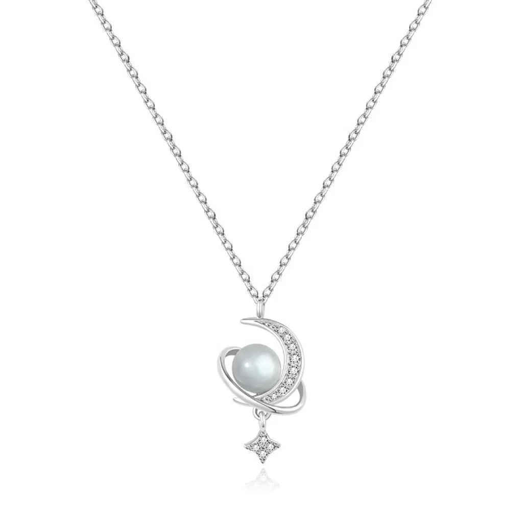 Designer Necklace for Women Luxury Sterling Silver 925 moon and star Couple Pendant Valentines Day Fine Jewelry And Accessory