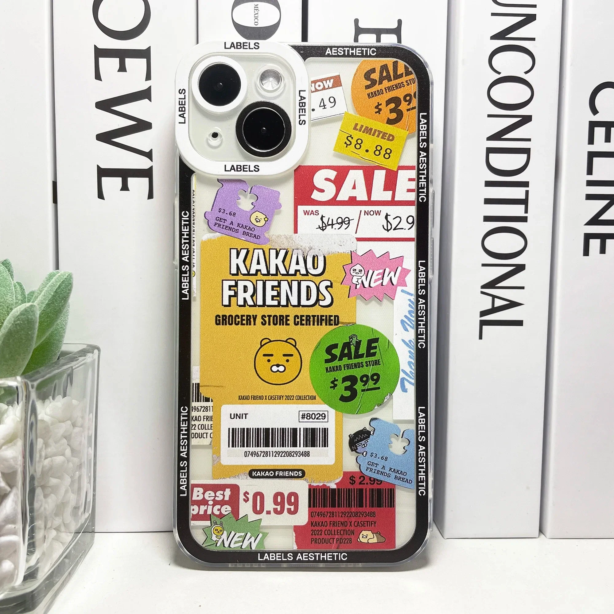 thumbnail image 1 of Funda de teléfono estética con pegatinas de collage y etiquetas mixtas para iPhone 15, 14, 13, 12, 11 Pro Max, Mini, XS, X, XR, SE, 7, 8 Plus, funda suave transparente, 1 of 5