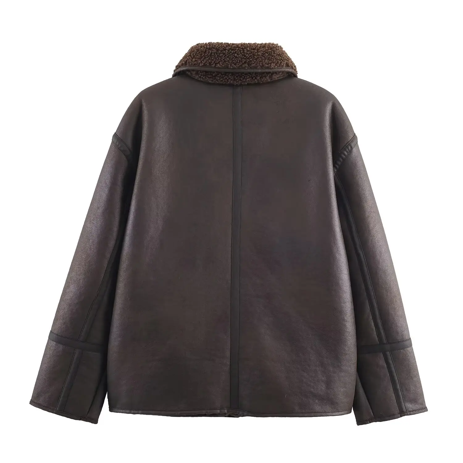 Women Warm Jacket - Casual Streetwear Single Breasted Lapel Collar Coat With Button Decoration