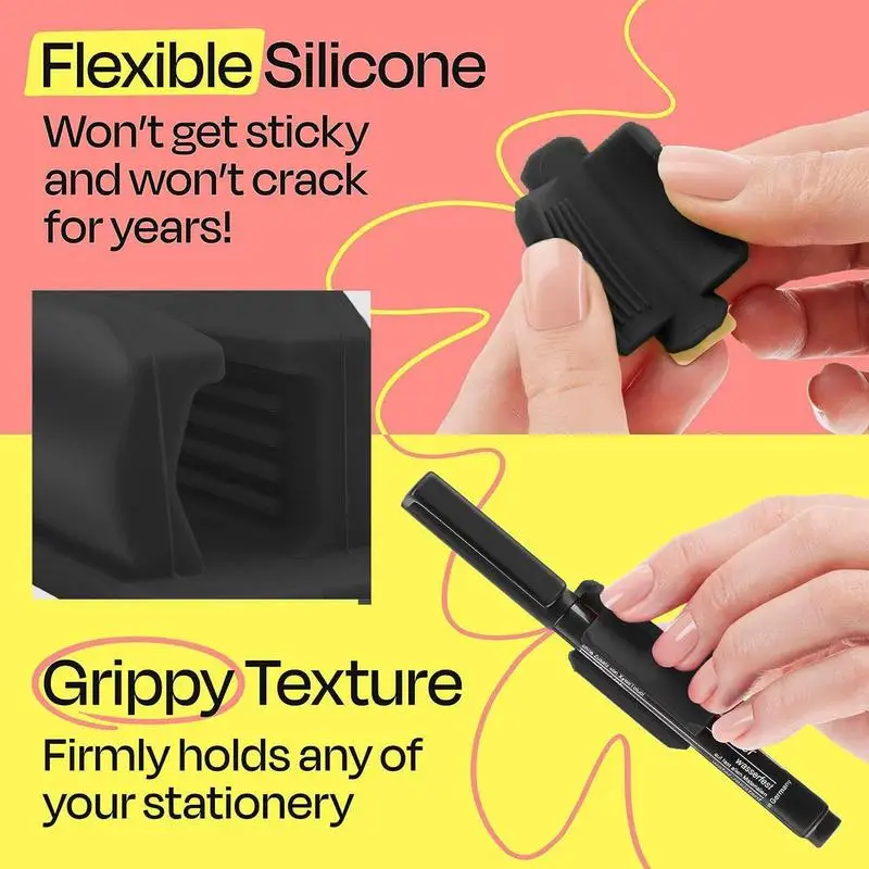 Silicone Pen Holder Adhesive Pen Cover Clips Learning Stationery School Supplies Desk Accessories Child Safe Writing Tools 5Pcs
