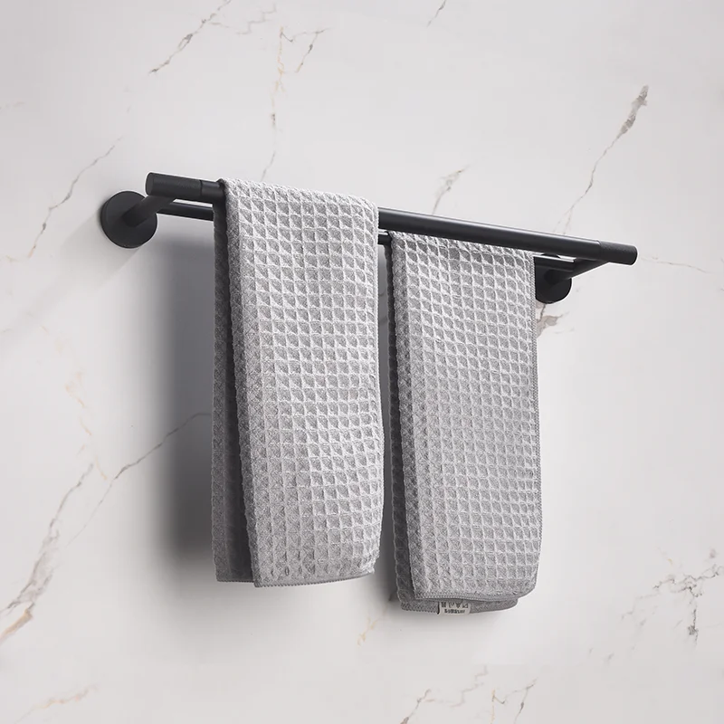 Matt Black Wall Mounted Towel Bar Toilet Paper Holder Robe Towel Hooks Brass Knurling Bathroom Accessories Kit
