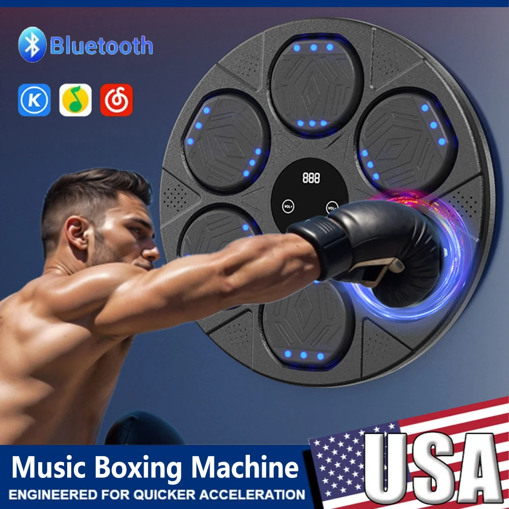 Music Boxing Machine with Gloves Blueteeth Connected Smart Wall Target Sandbag Agility Reaction Training For Boxing Sports Relax
