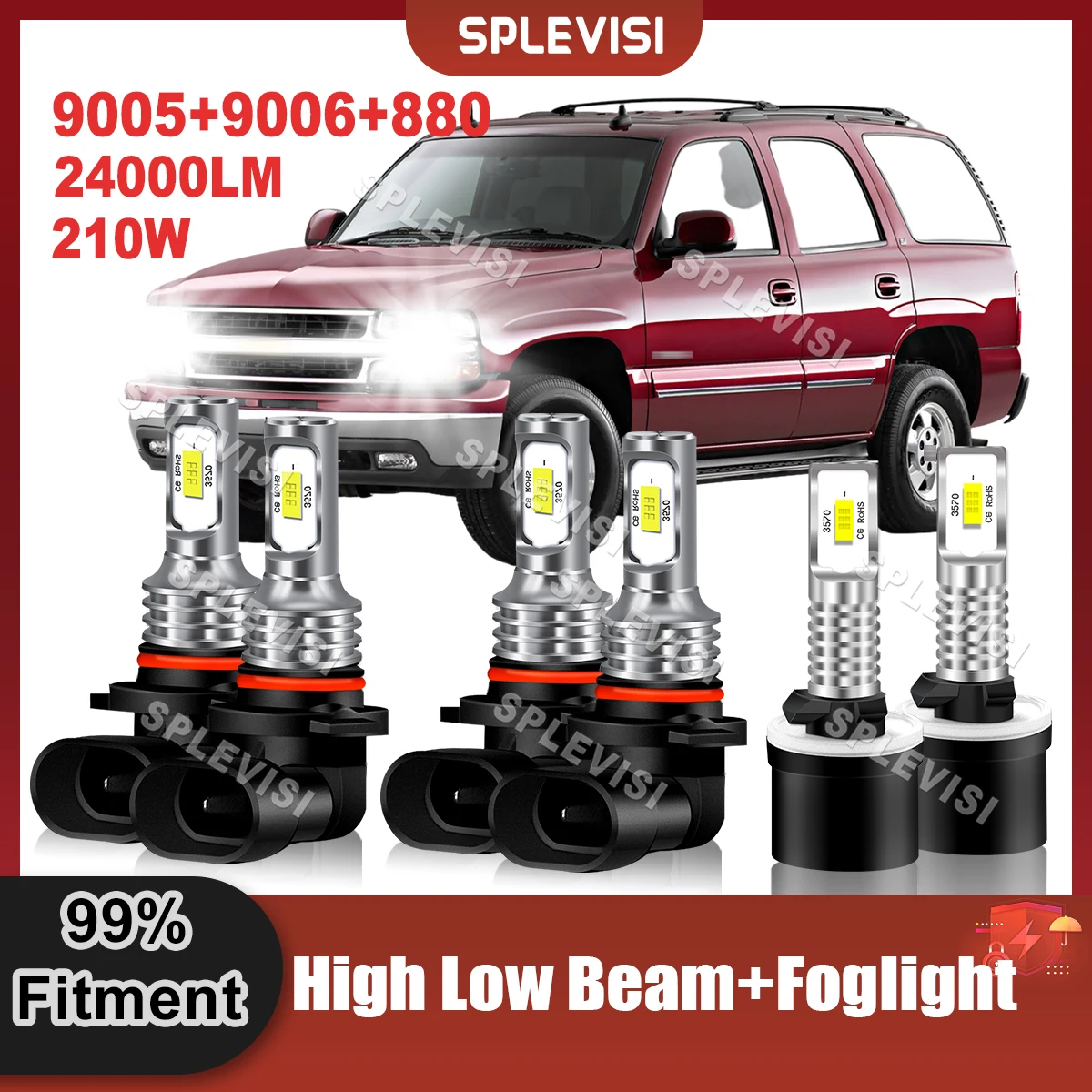

LED High Beam 9005 Low Beam 9006 Foglamp 880 Replace For Chevrolet Tahoe 2001 2002 2003 2004 2005 2006 Car Headlight Bulbs