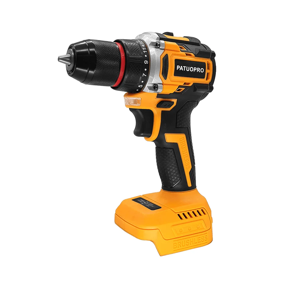 PATUOPRO Electric Drill, Brushless Cordless Adjustable Speed Rechargeable 10mm Home Power Tools For Makita 18V Battery No Battery