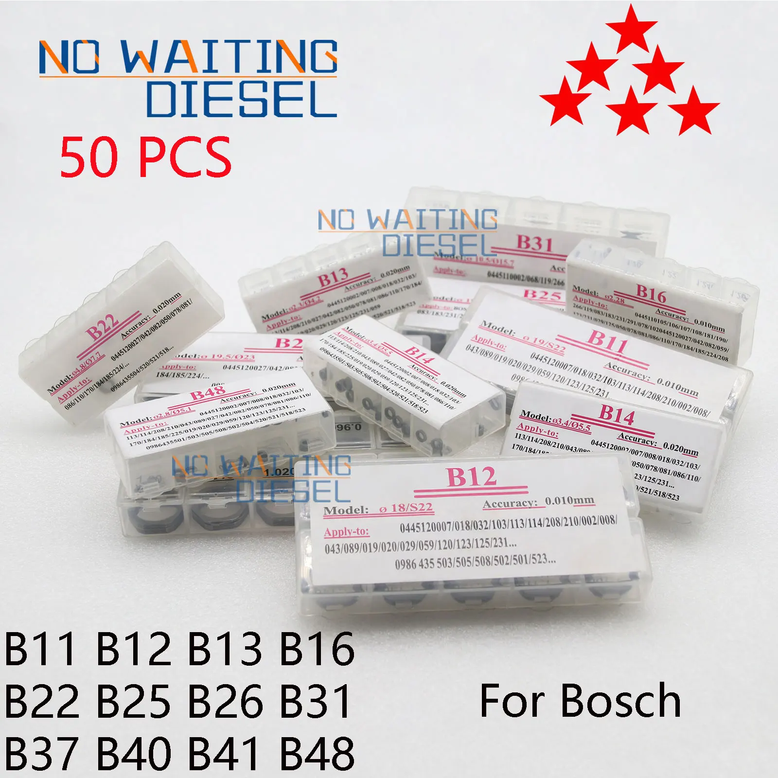 50 Pz B11 B12 B13 B16 B22 B25 B26 B31 B37 B40 B41 B48 Ugello Iniettori Rondella Base B37 B40 B41 B48 Per Spessore Valvola Bosch