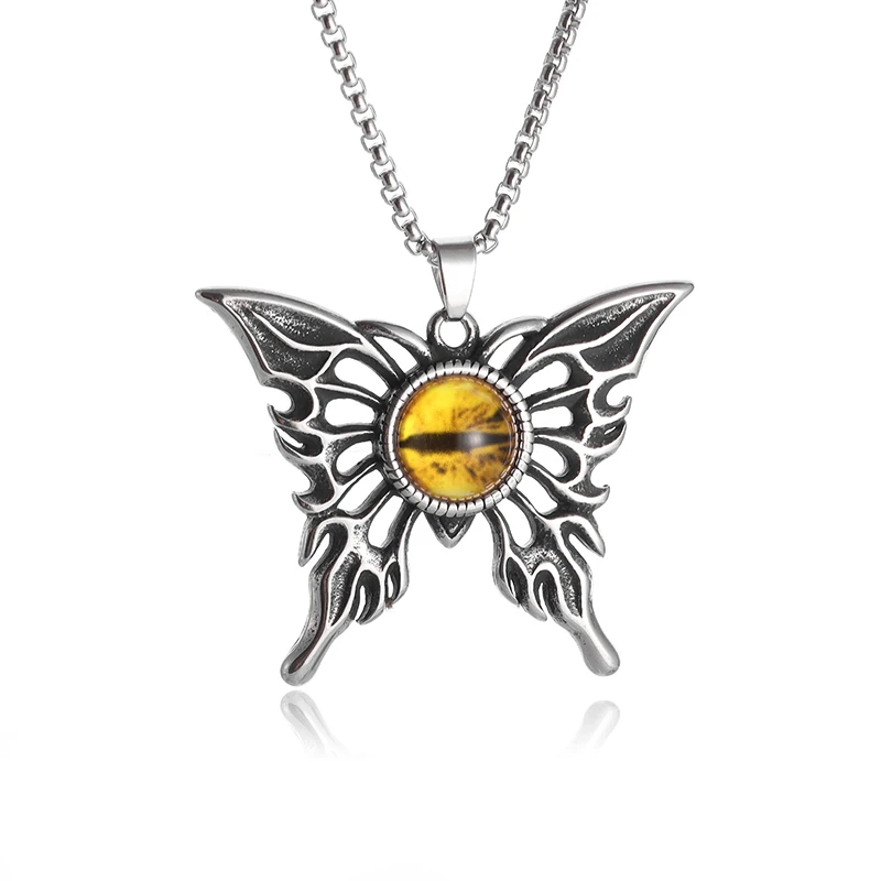 

Retro Gothic Devil Eye Butterfly Pendant Skull Insect Necklace Men's Personalized Punk Hip Hop Rock Trendy Jewelry