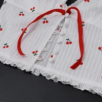 FZCSPEED  Sleeveless Printed Halterneck V-neck Crop Top Backless Cherry Print Bow Slim Fit Crop Top - Image 6