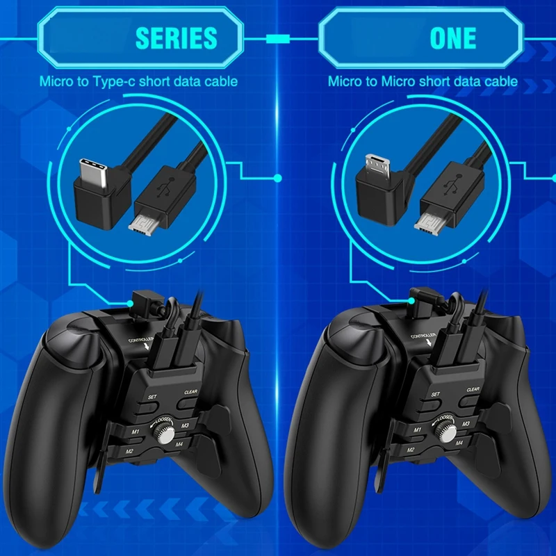 For  Series Gamepad Back Clip Button Handle Back Extension Key Adapter Game Controller Accessories With 3 Data Cable