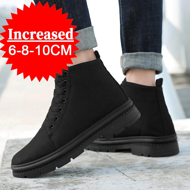 Men Boots Elevator Shoes Hidden Heels Canvas Heightening Shoes For Man Hidden Heels Increase Insole 10CM 8CM Sports Height Shoes 3