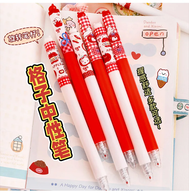 0,5mm Apple Cat Gelstift mit schwarzer Tinte – Glatt schreibende Stifte für Schüler, Cartoon-Themen-Schreibwaren, Großpackung, Belohnungen für den Klassenraum, niedlich – Detail 9