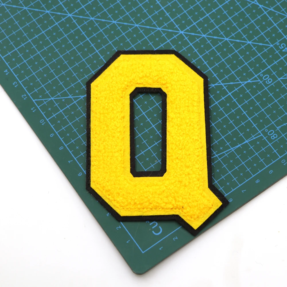 1PC 108MM Gelbe Buchstaben Chenille Gestickte Eisen Auf Patch Applique Diy Name Abzeichen A-Z Patches Für kind Kleidung Tasche Zubehör – Detail 19