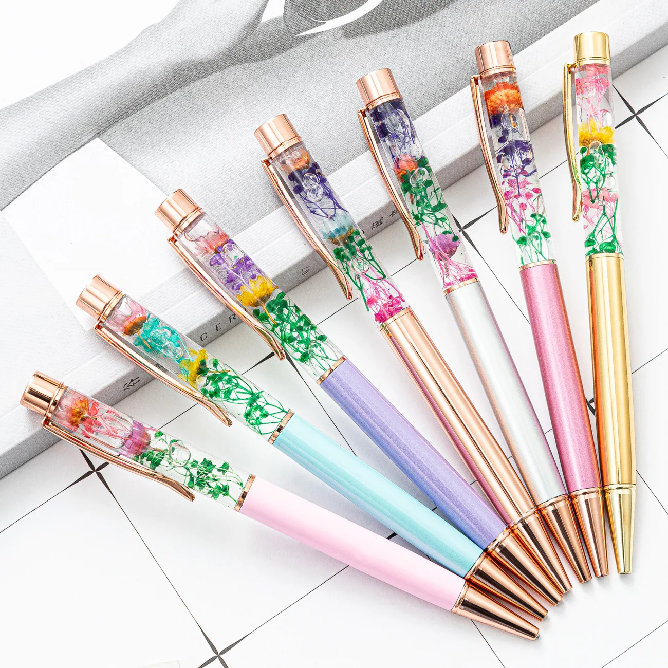 

20Pcs New Eternal Flower Series Crystal Ballpoint Pen Metal Pens