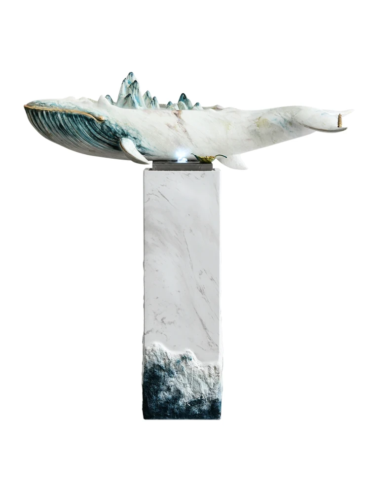 

Flowing Water Decoration Office Resin Crafts Fish Ornaments Living Room Self-Flowing Fountain