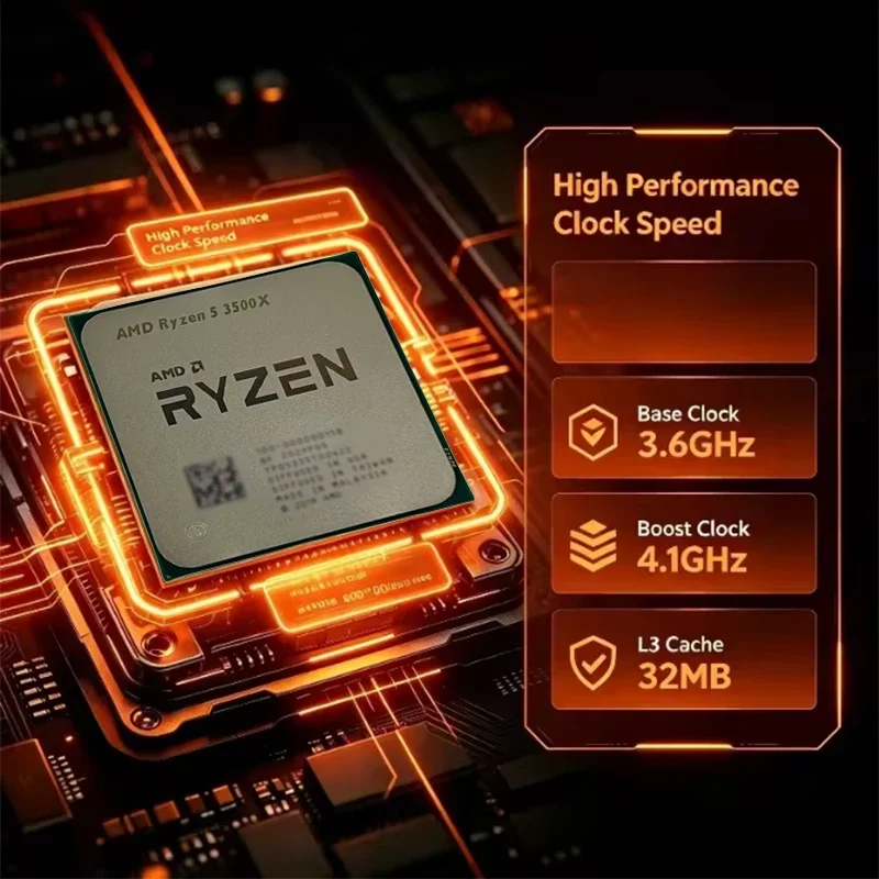 AMD Ryzen 5 3500X R5 3500X 3.6GHz 6코어 6스레드 CPU 프로세서 7NM 65W L3=32M 100-000000158 소켓 AM4 패키지 없음