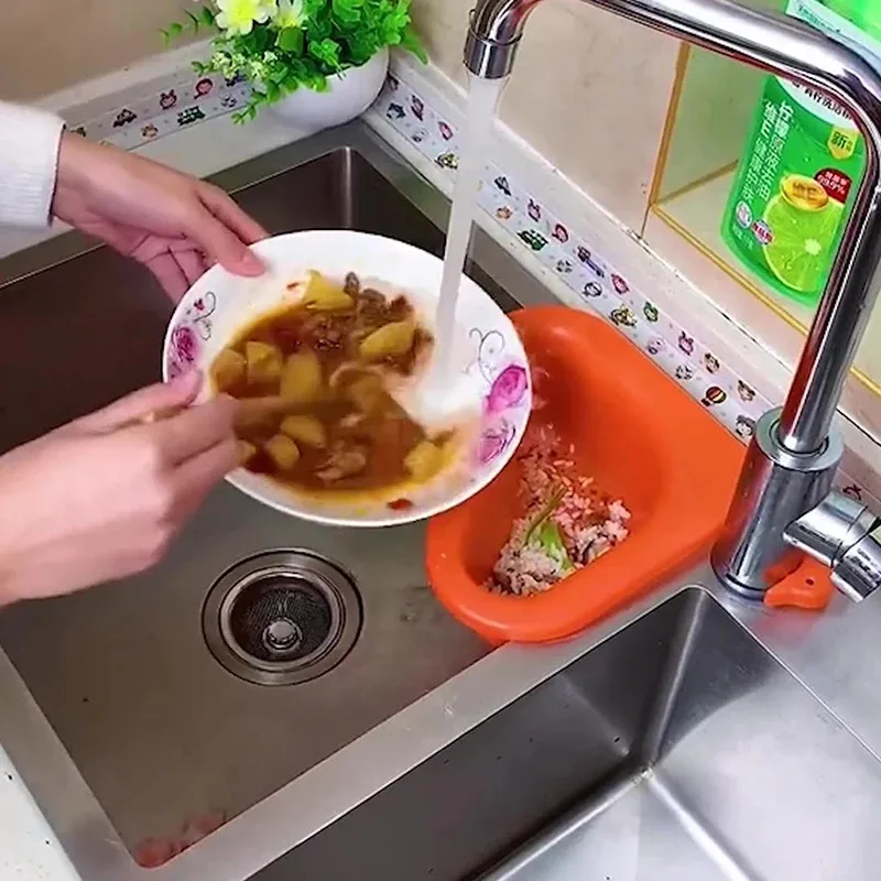주방 싱크대 배수구 거름망 음식물 쓰레기 필터 백조 모양 걸이형 야채 세척 배수구 삼각형 수납 선반