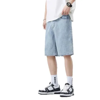 2025 Baggy Jeans Shorts for Men Casual Loose Fit Wide Leg Denim Jorts Y2K Vintage Hip Hop Skateboard Long Jorts Male Streetwear 1