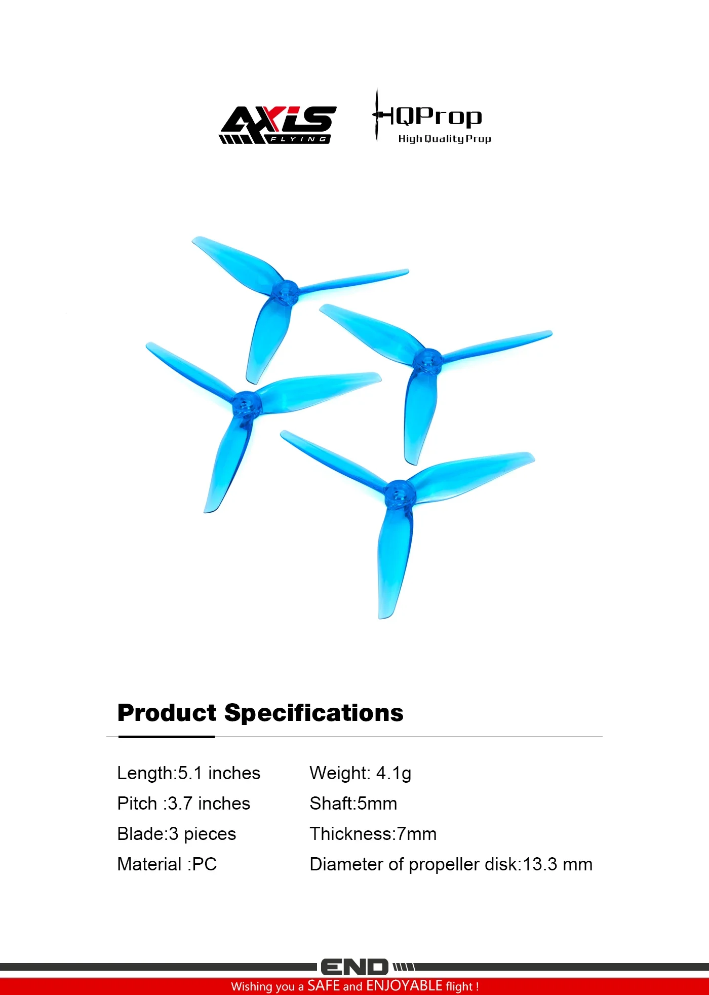 HQ Prop 5.1x3.7x3 R37 5 pouces 3 pales hélices FPV - AXISFLYING