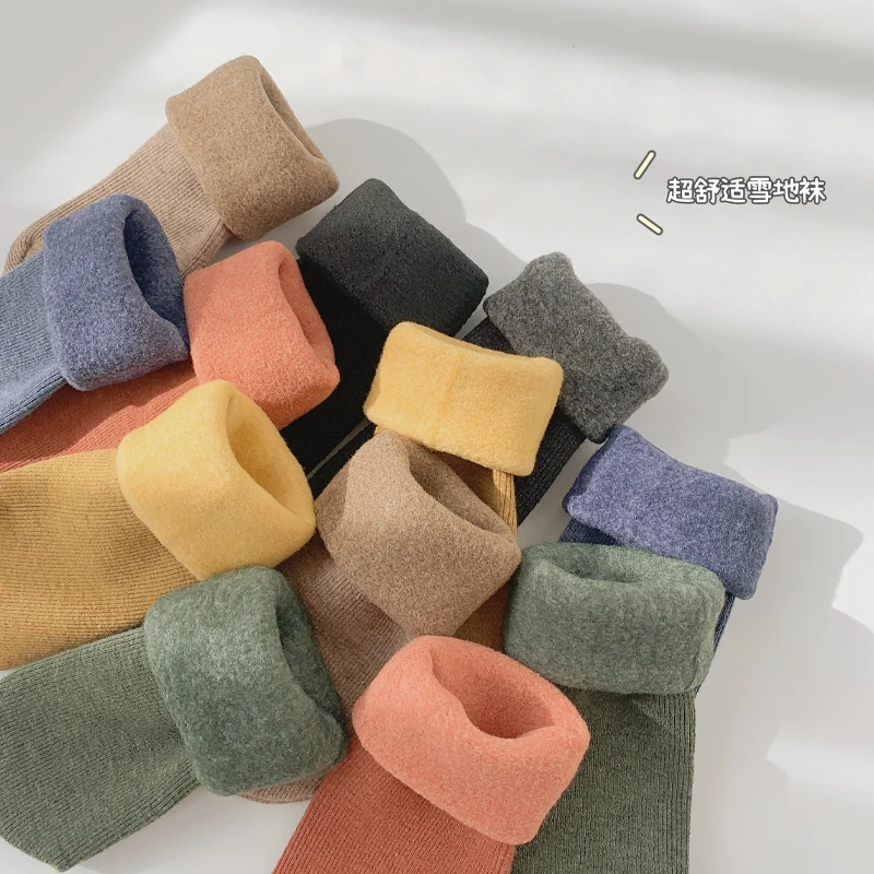 Socks for children's snow socks Autumn and winter pure cotton thickened plush warm baby floor socks for boys and girls