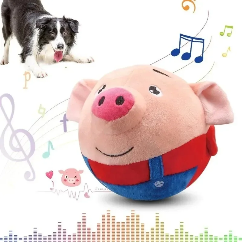 Interactive Smart Pig Plush Toys For Dog Pet Active Moving Squeaky Moving Dog Ball Toy Rechargeable Puppy Toys To Keep Them Busy
