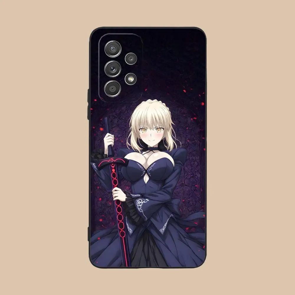 Luxurious Black Cellphone Case Featuring Fate Grand Saber Alter Design