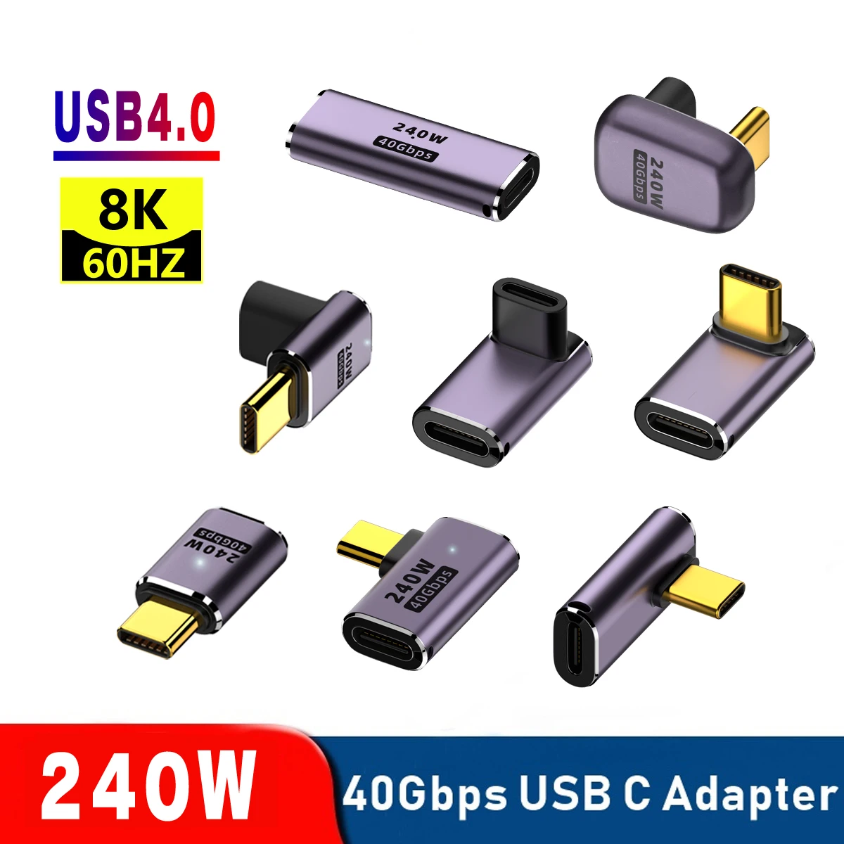 

PD240W USB4.0 40Gbps Thunderbolt3 OTG Adapter 8K@60Hz USB C to Type C 48V@5A Fast Charging Converter Data Adapter For PC Tablet