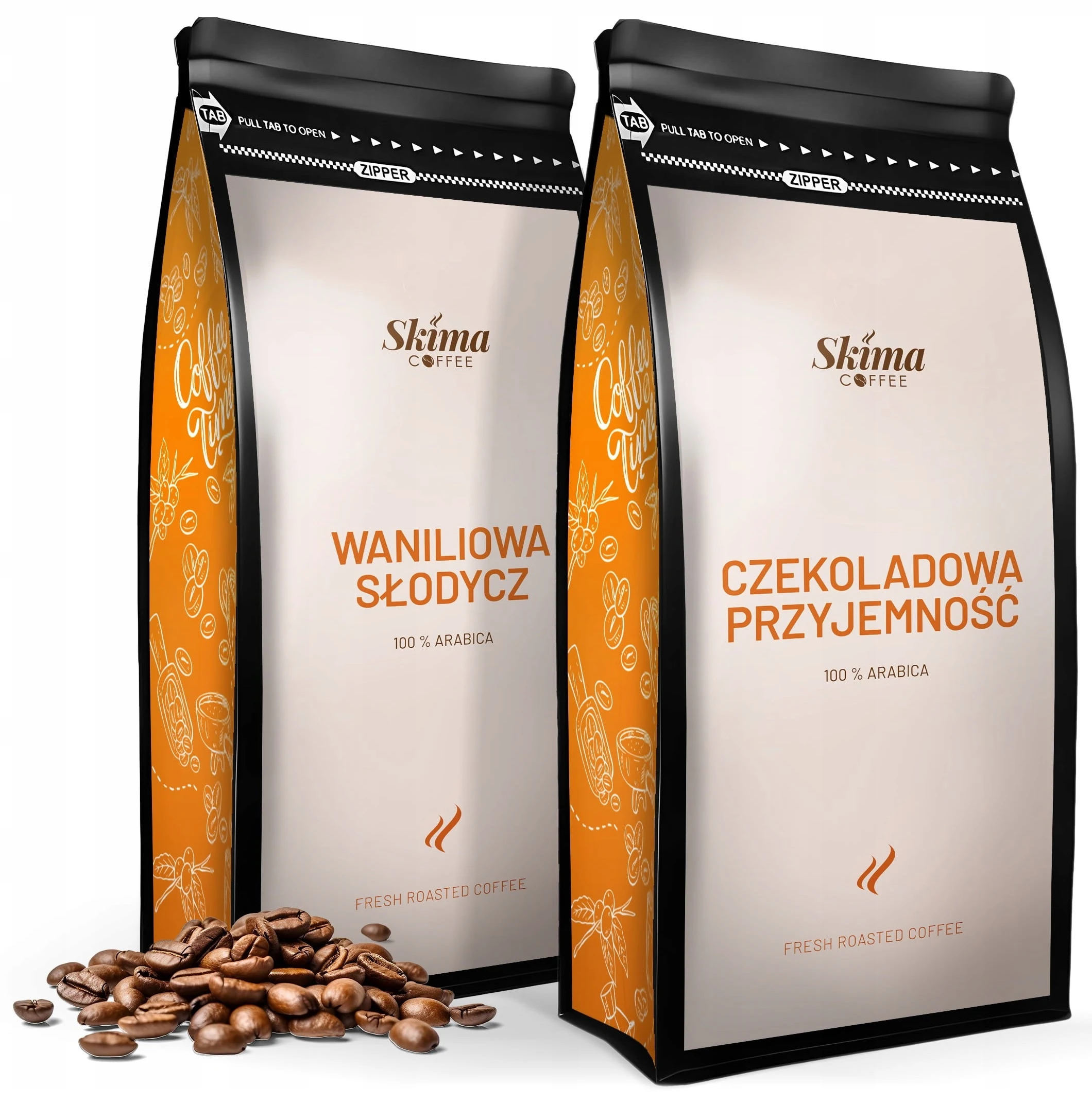 Kawa ziarnista 2x1kg CZEKOLADOWA PRZYJEMNOŚĆ/WANILIOWA SŁODYCZ z Polski za $24.86 / ~93zł