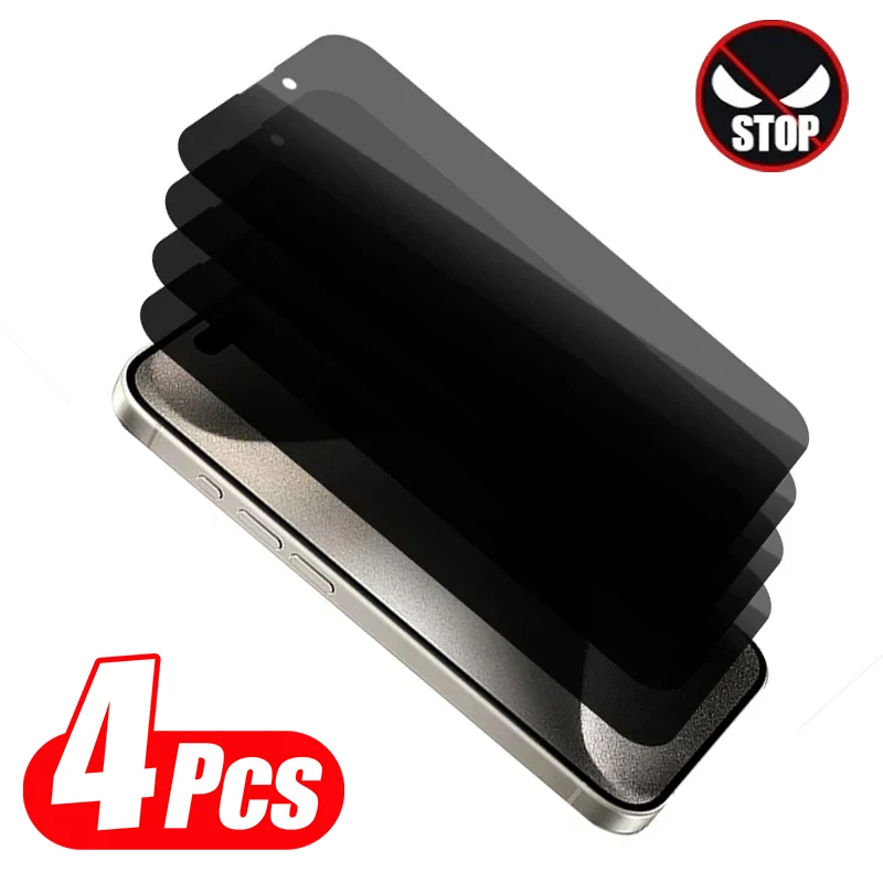 4-Pack Full Coverage Privacy Screen Protector - Anti-Spy Tempered Glass