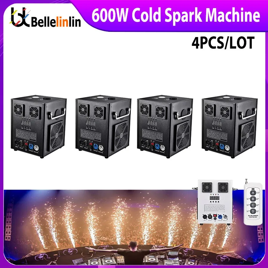 

No Tax 4Pcs Electronic 600W Cold Spark Firework Machine For DJ Wedding Celebration Dmx Remote Control Sparkular Fountain Machine