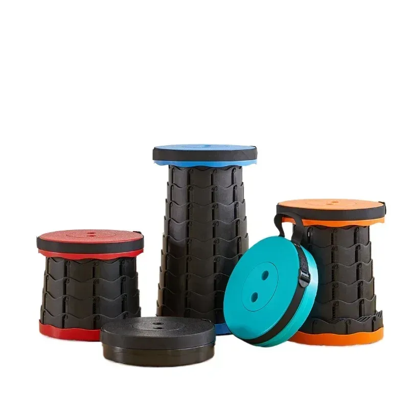 Thickened Travel Outdoor Rainbow Retractable Folding Stool, High-speed Rail and Train Portable Retractable Stool, Outdoor Chair，