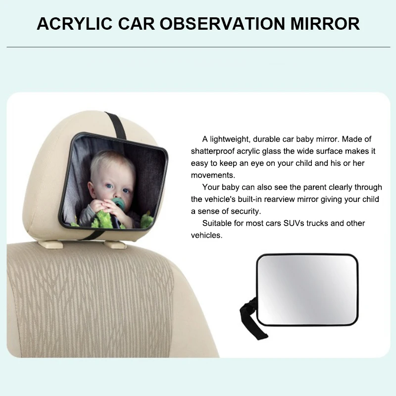 Espejo retrovisor de coche para bebé, espejo Interior de seguridad, reposacabezas Universal para asiento de coche, Monitor de seguridad para bebé, conducción