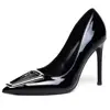Spring and summer new pointed patent leather square buckle shoes thin high-heeled banquet large size small size women's sandals 3