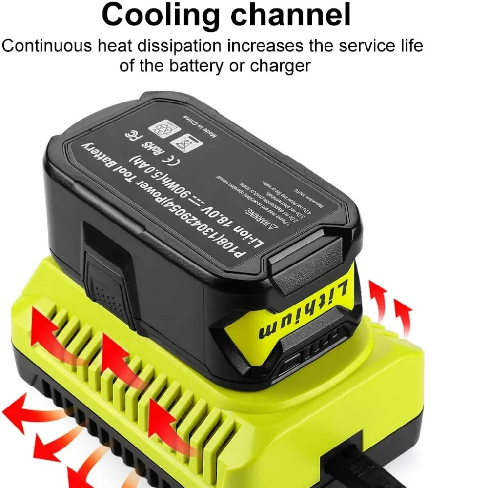 for Ryobi Battery P117 3A Li-ion And Ni-MH/NI-CD Rechargeable Battery  Charger for Ryobi 12-18V Battery P100 P103 P107 P108 BPL1820 BPP1820 EU  Plug