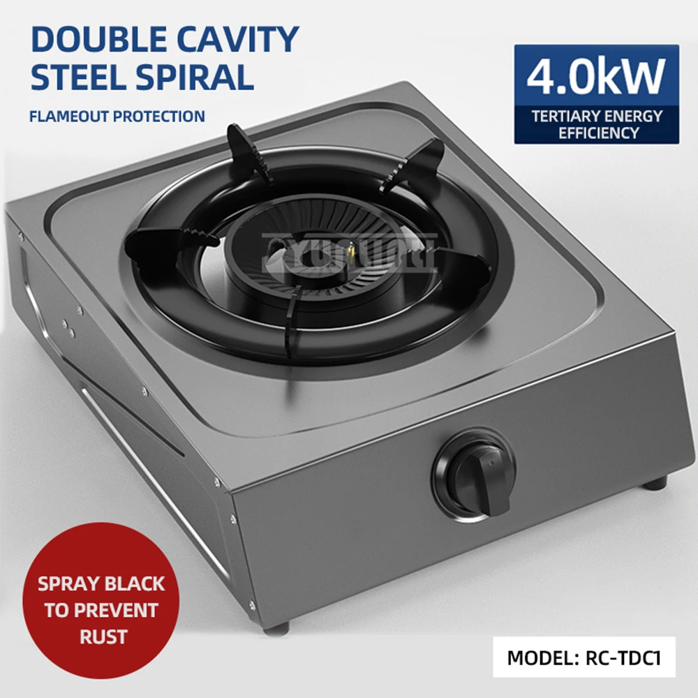 Kitchen Single Gas Cooker Household Stainless Steel Gas Stove Cooktop Energy-saving Encimera