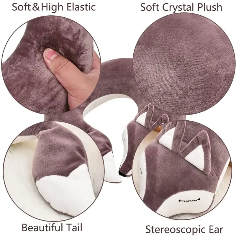New U Shaped Neck Pillow for Airplane Travel Adults and Kids Travel Pillow Unicorn Cat Owl Pig Fox Memory Foam Hooded Pillows 3
