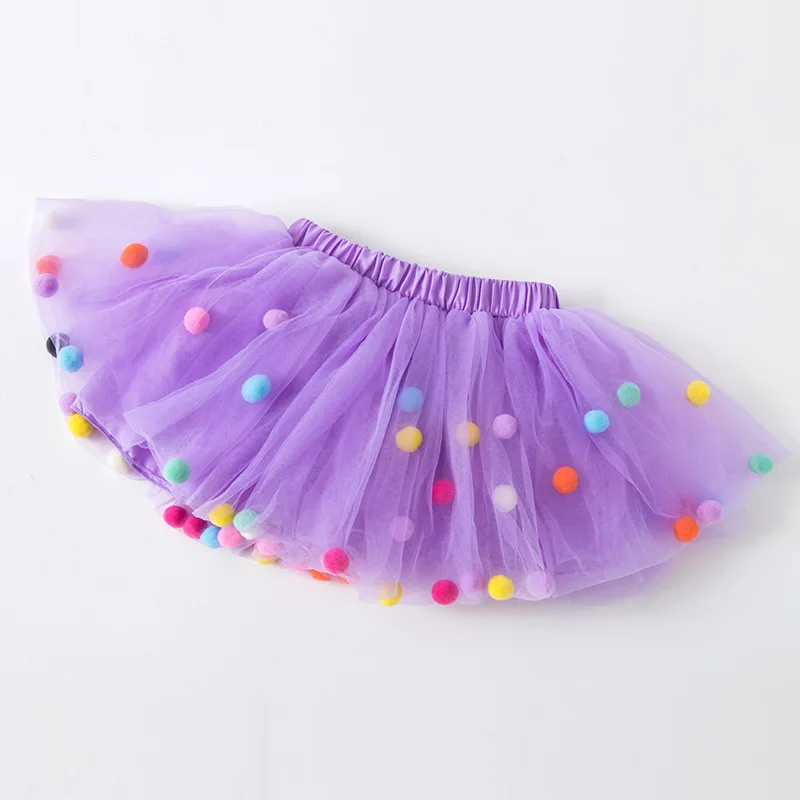 Dance Balls Kid Girls Tutu Skirt Pompon Soft Mesh Lace Children Skirts Ins Style Baby Tutu Pettiskirt Wild Bottoming Princess 3