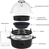 Cuiseur à œufs électrique multifonctionnel de 7 œufs, pour œufs durs, moyens ou mollets, avec arrêt automatique, poêle à omelettes et à œufs pochés, sans BPA, pour le petit-déjeuner 6