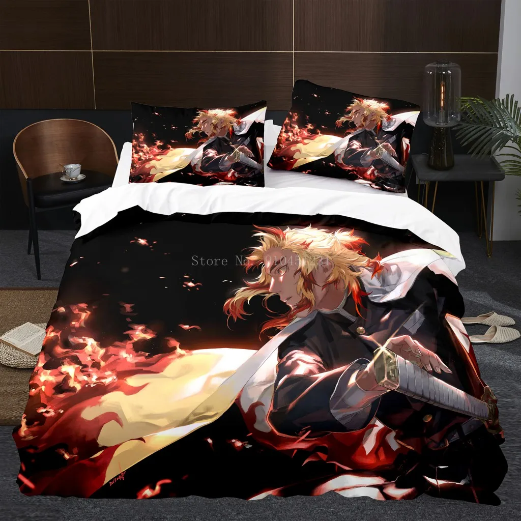 Demon Slayer Anime Bedding Set para Crianças, Capa de edredão, Fronhas,  Consolador, Decoração do quarto, Desenhos animados, Kamado Tanjirou,  Nezuko, Rengoku, Giyuu - AliExpress